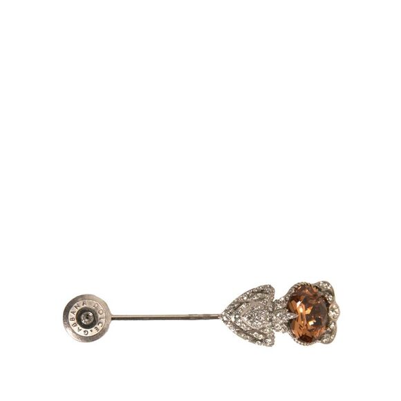 Dolce & Gabbana Silver 925 Sterling Silver Crystals Pin Collar Men's Brooch